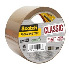 Клейкая лента упаковочная 3M Scotch Classic Хот Мелт коричневая 50 мм x 50 м плотность 43 мкм