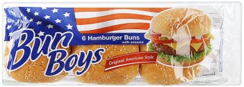 Булочка пшеничная Bun Boys гамбургер с кунжутом 6 штук