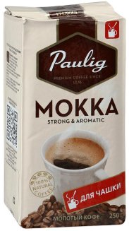 Кофе Paulig Mokka натуральный, жареный, молотый для заваривания в чашке 250г в/у