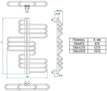 Электрический полотенцесушитель Grota Rio 700x975