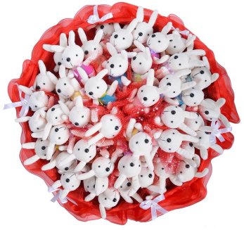 Букет из игрушек Toy Bouquet \"Маленькие зайчата\", цвет: красный, 45 игрушек