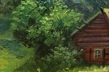 Картина маслом \"Деревенский пейзаж\"