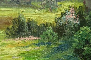 Картина маслом \"Деревенский пейзаж\"