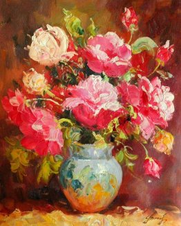 Картина маслом \"Ваза и пионы\"