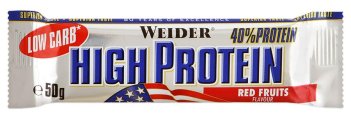 Батончик протеиновый 40% Low Carb High Protein bar красные фрукты (белый шоколад) 50г