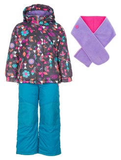 Комплект (куртка, брюки и шарф) DEUX PAR DEUX, мультицвет