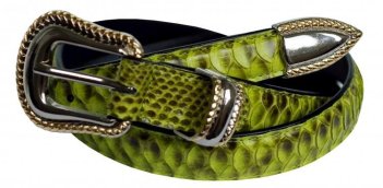 Ремень из кожи питона с оригинальной пряжкой